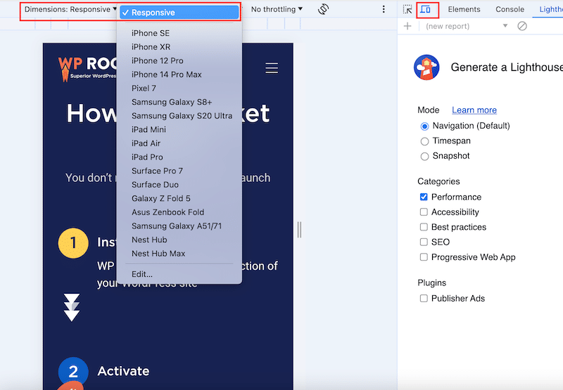 Chrome'un DevTools'unda yanıt verme hızı test ediliyor - Kaynak: Chrome'un DevTools'u
