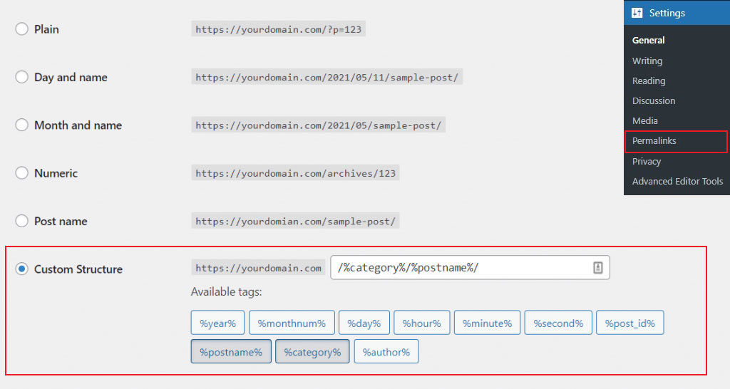 WordPress'te Kalıcı Bağlantı Ayarları