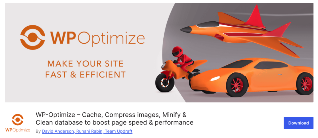تُظهر هذه الصورة المكوّن الإضافي WP-Optimize