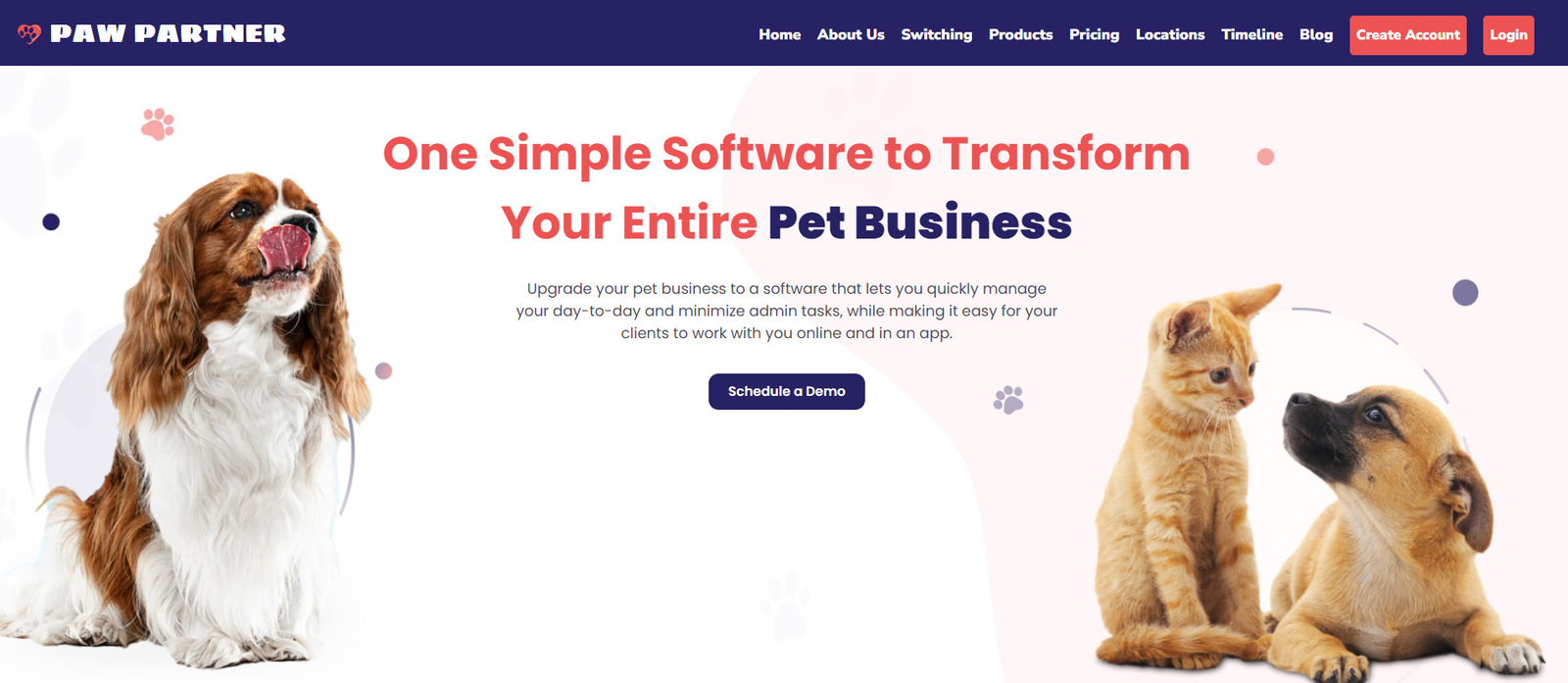 صورة مرئية لـ Paw Partner، وهو تطبيق لركوب الحيوانات الأليفة مزود بميزات متعددة.