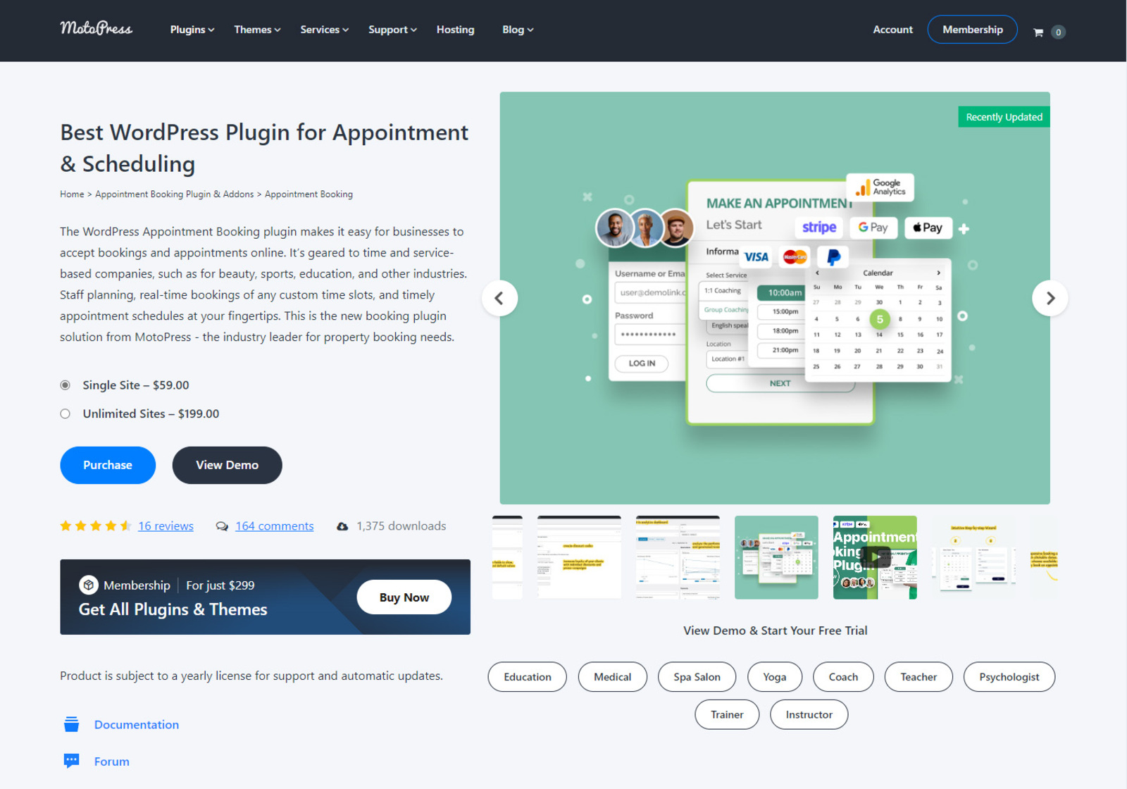 صورة لحجز موعد MotoPress، وهو مكون إضافي من WordPress مناسب لمربي الحيوانات الأليفة.