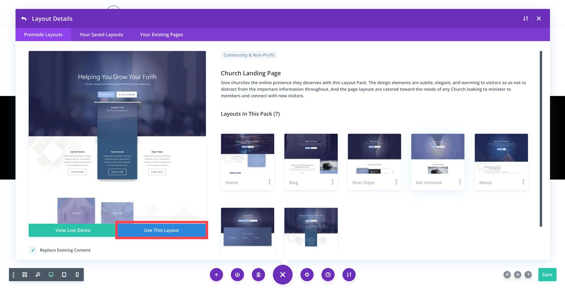 utilizzare un layout Divi