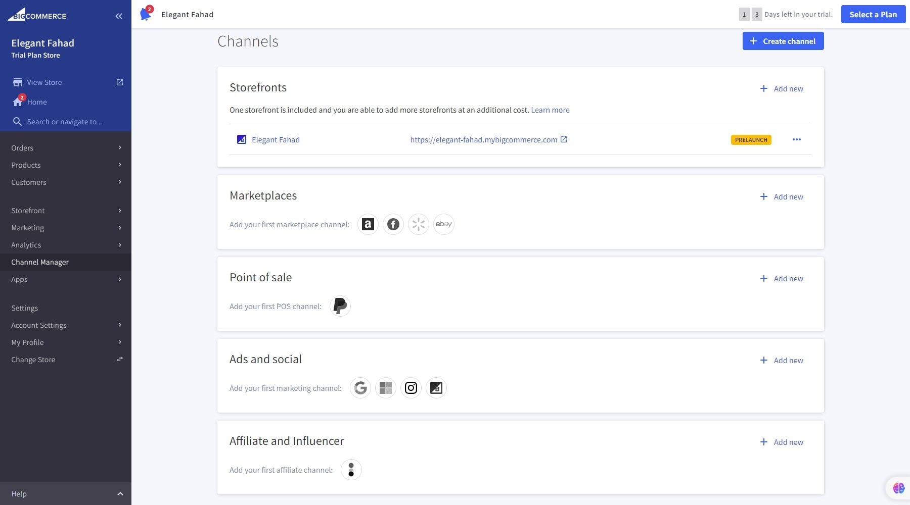 manager de canal bigcommerce