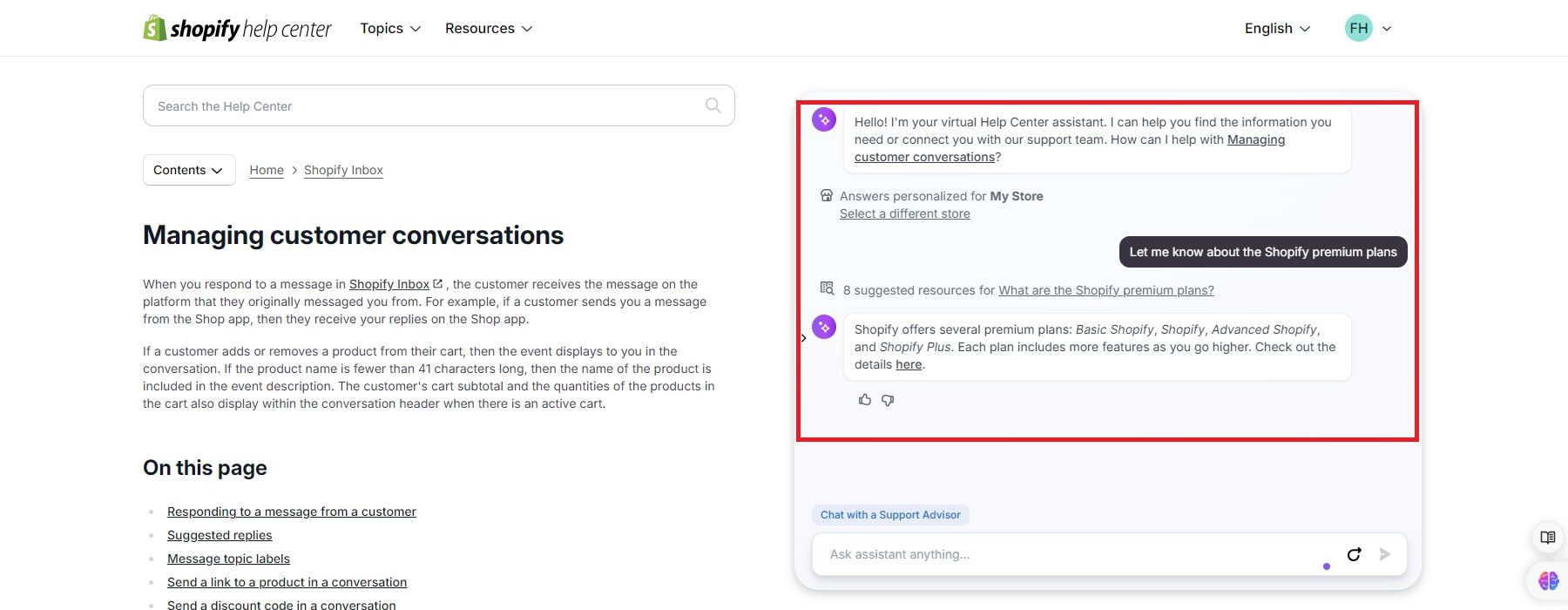 shopify conversațiile cu clienții