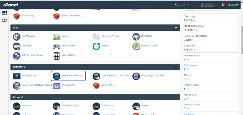 Cum se instalează manual WordPress? (Ghid 2024) 21 MySQL database Option in cPanel