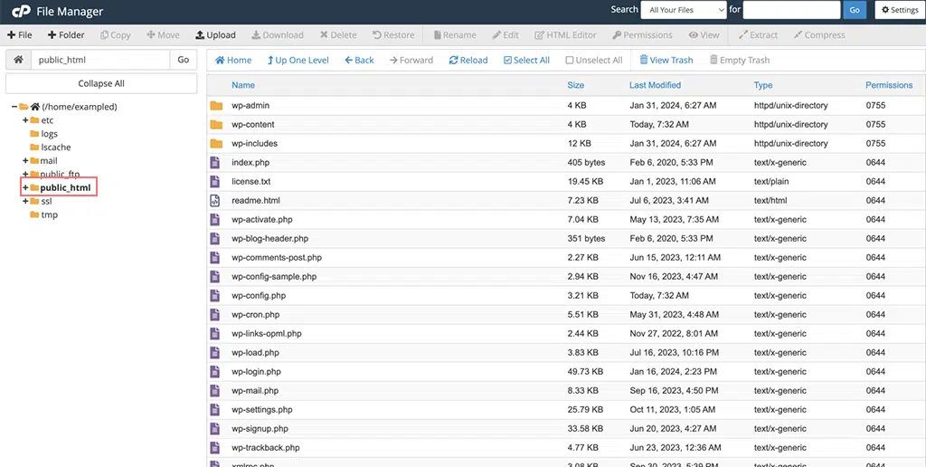 Cum se instalează manual WordPress? (Ghid 2024) 28 public_html folder in File manager