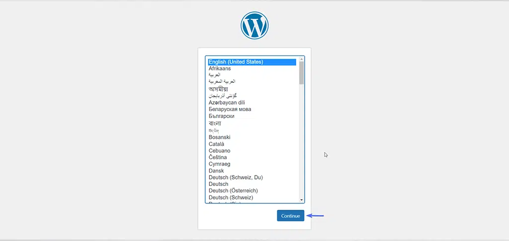 Cum se instalează manual WordPress? (Ghid 2024) 31 Choosing language for starting WordPress setup