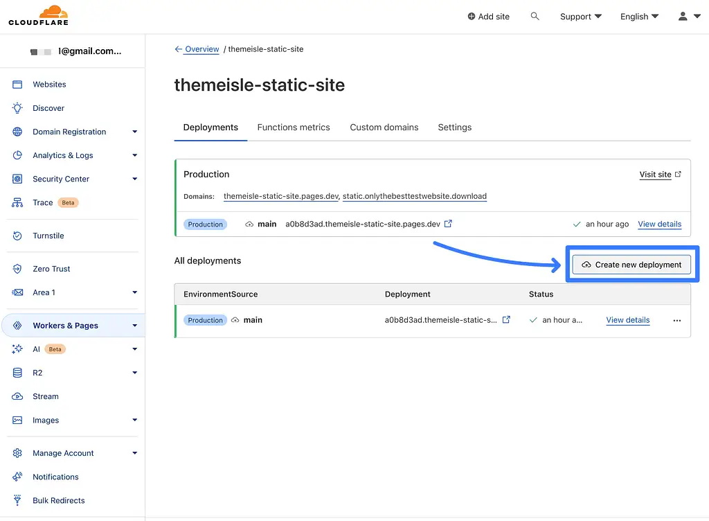 Cloudflare Pages에서 정적 사이트를 업데이트하는 방법