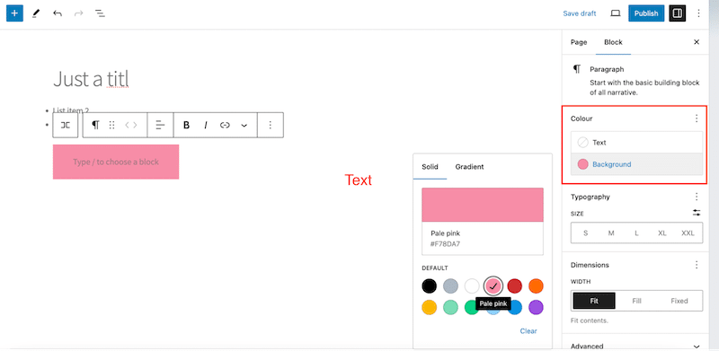 Bir bloğa renk veya degrade ekleme - Kaynak: WordPress yöneticisi
