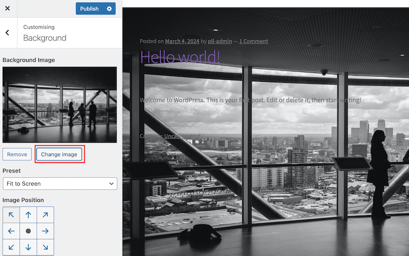 WordPress'e yeni bir arka plan resmi ekleme - Kaynak: WordPress yöneticisi