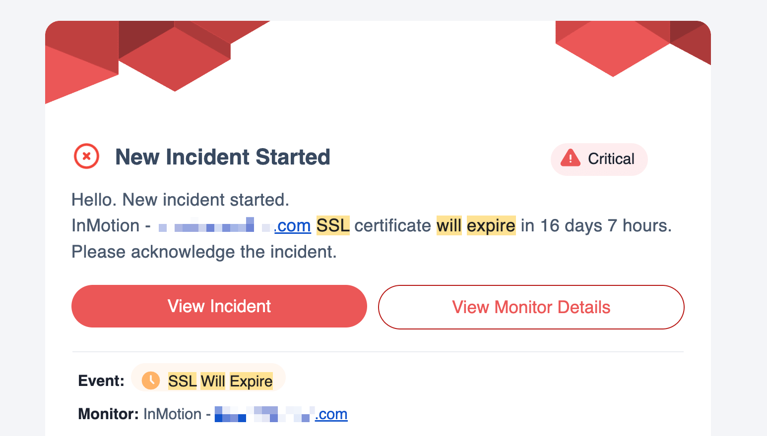 SSL 到期通知电子邮件