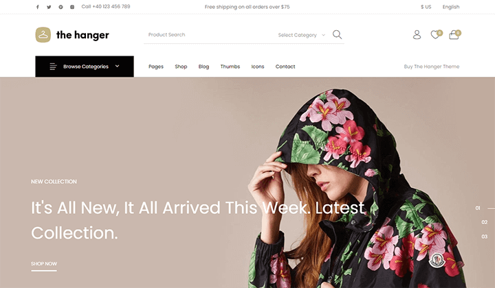2024년 매출 증대를 위한 12가지 최고의 Dropshipping WordPress 테마 11 the hanger 232