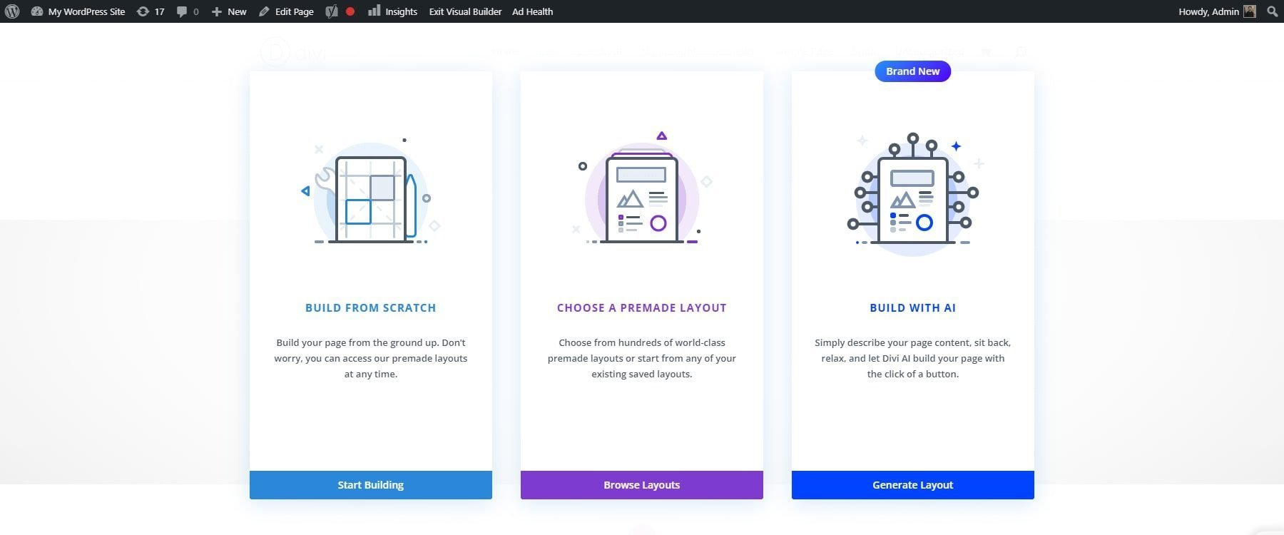 Страница сборки divi с искусственным интеллектом