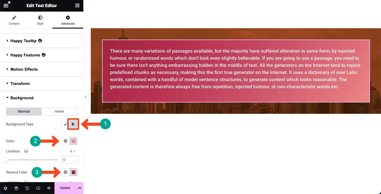 So fügen Sie eine Hintergrundüberlagerung in Elementor für Webdesign 16 hinzu Add a Gradient Color Background Overlay to the Added Content