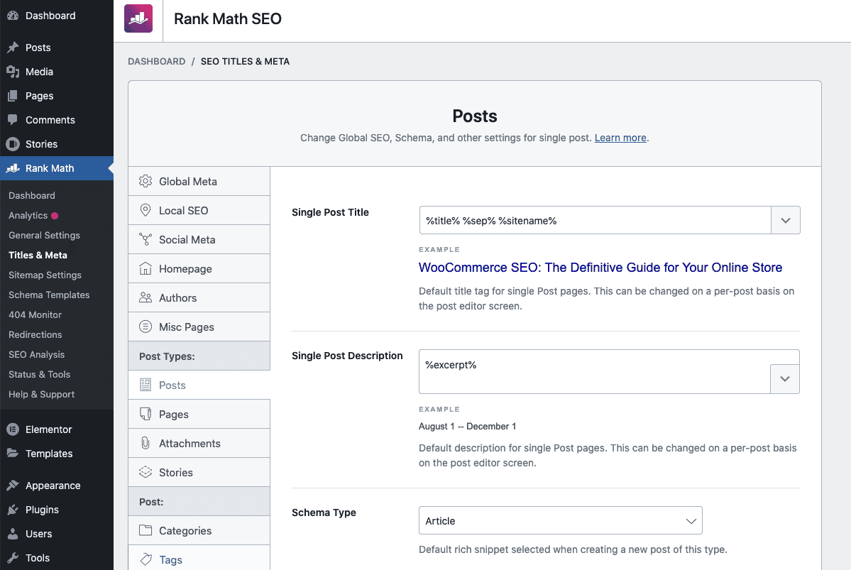Clasificar la configuración del esquema global matemático por tipo de publicación