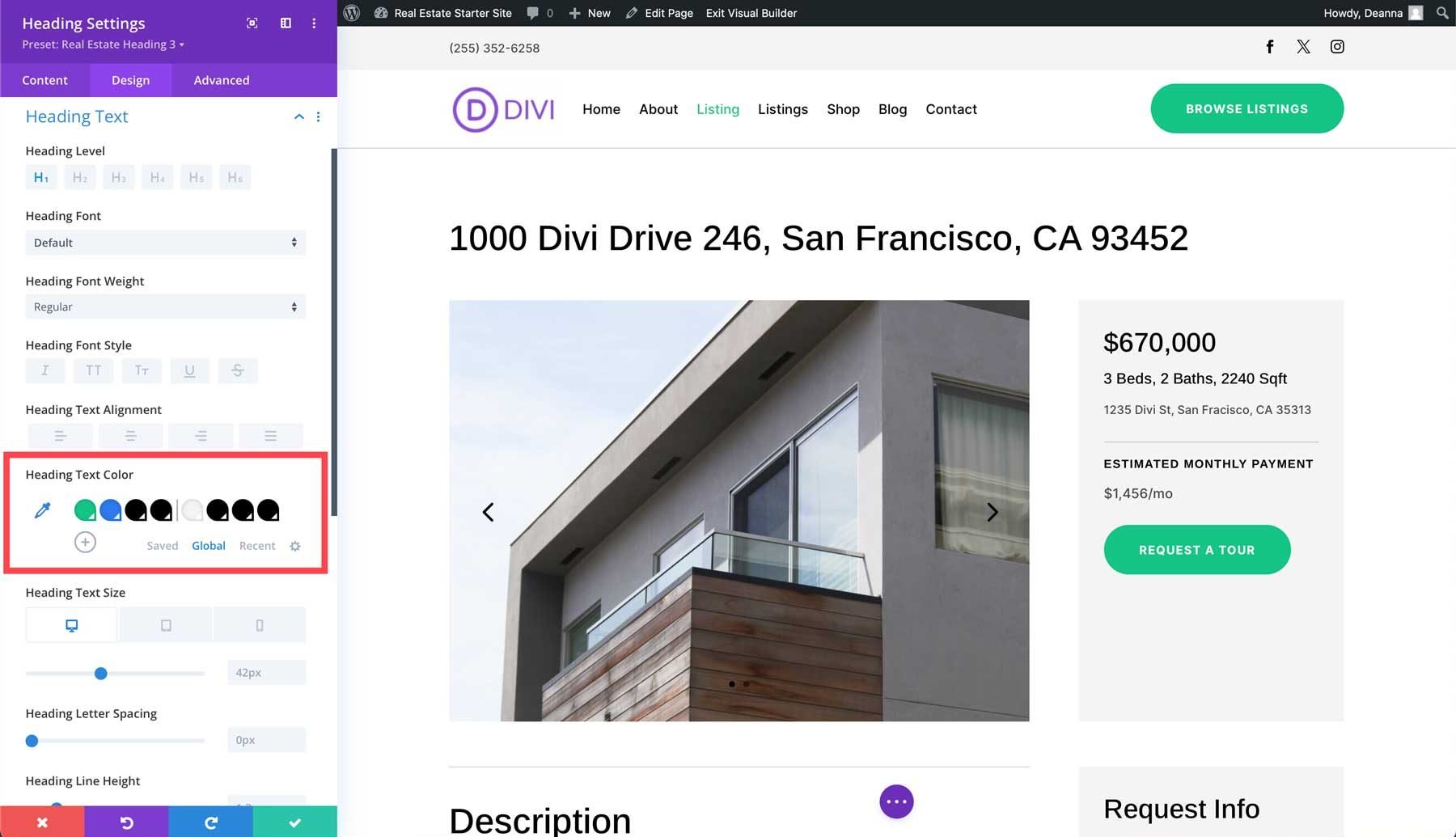 Site de démarrage immobilier pour Divi