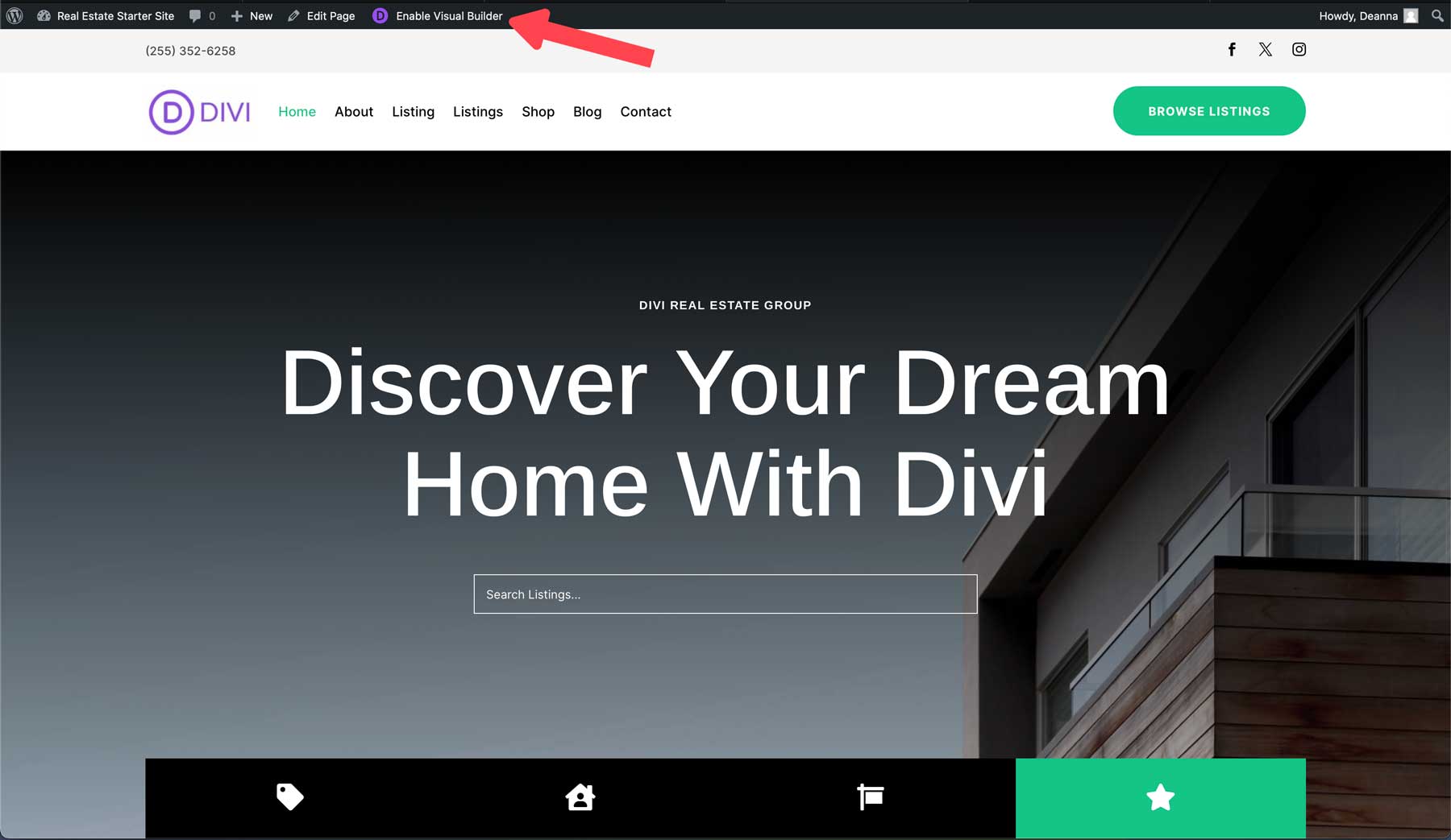 Site de démarrage immobilier pour Divi