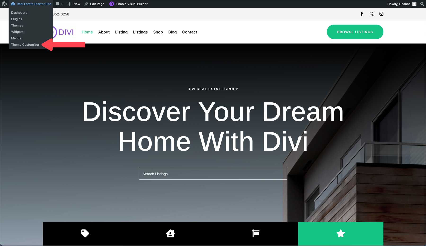 Site de démarrage immobilier pour Divi
