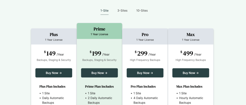 Voici les plans tarifaires du plugin BlogVault