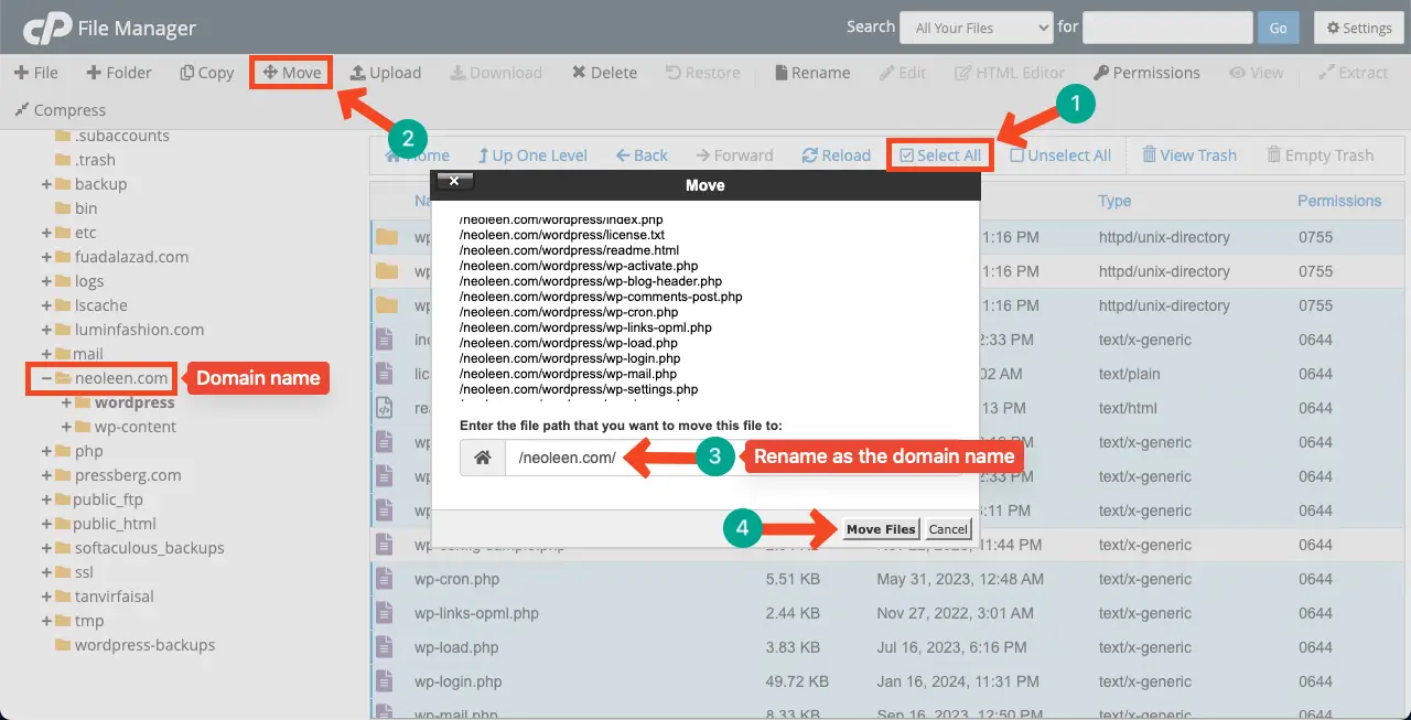 Jak naprawić błąd krytyczny WordPressa – 8 sprawdzonych metod, które powinieneś wypróbować 21 Select all the extracted files and move them