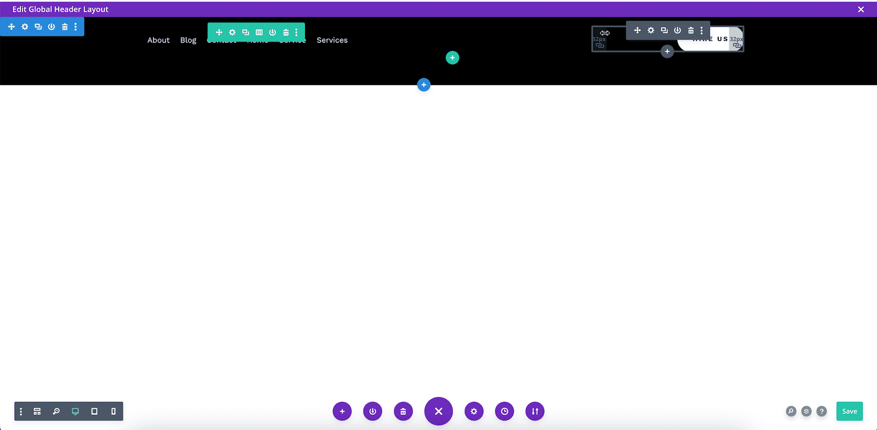 editar un diseño de encabezado global en el generador de temas divi