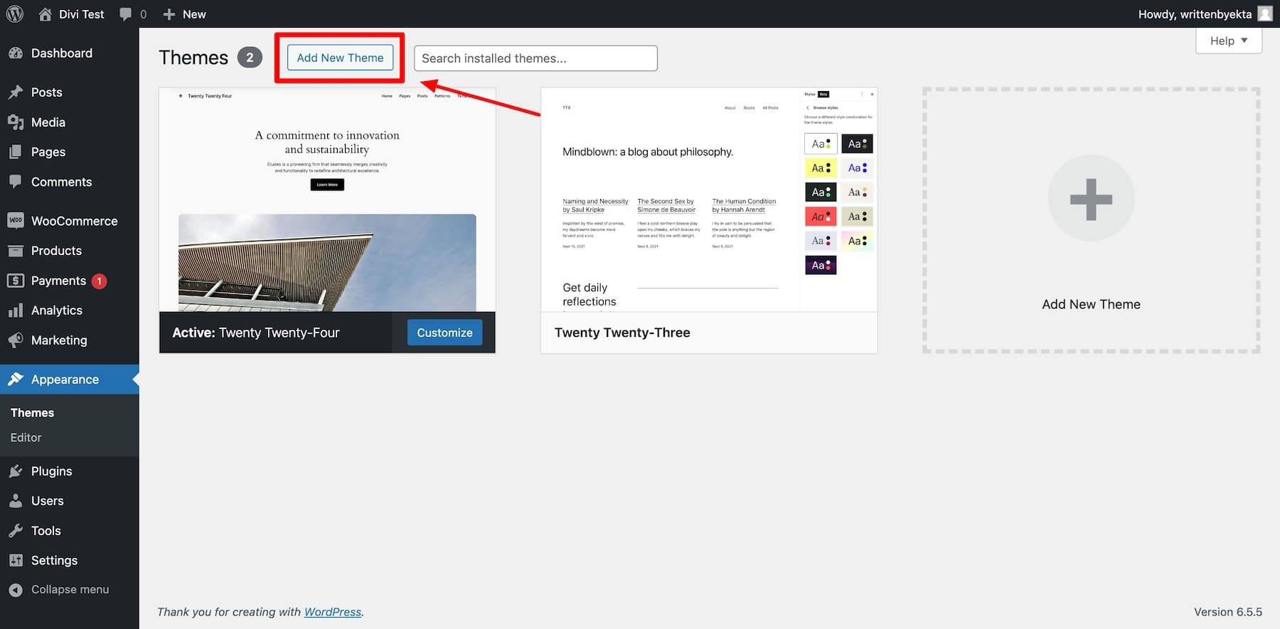 agregar nuevo tema de wordpress