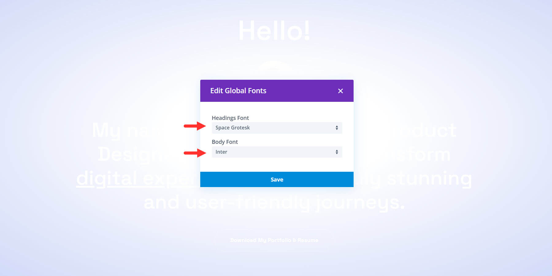 elegir fuente global