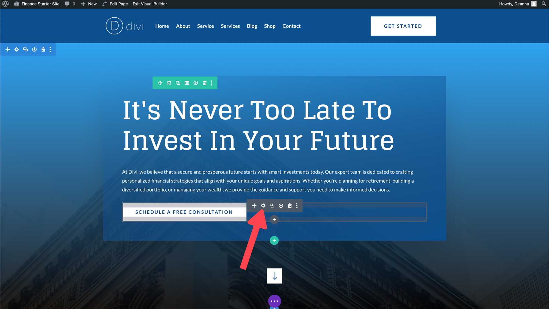Site de démarrage financier pour Divi