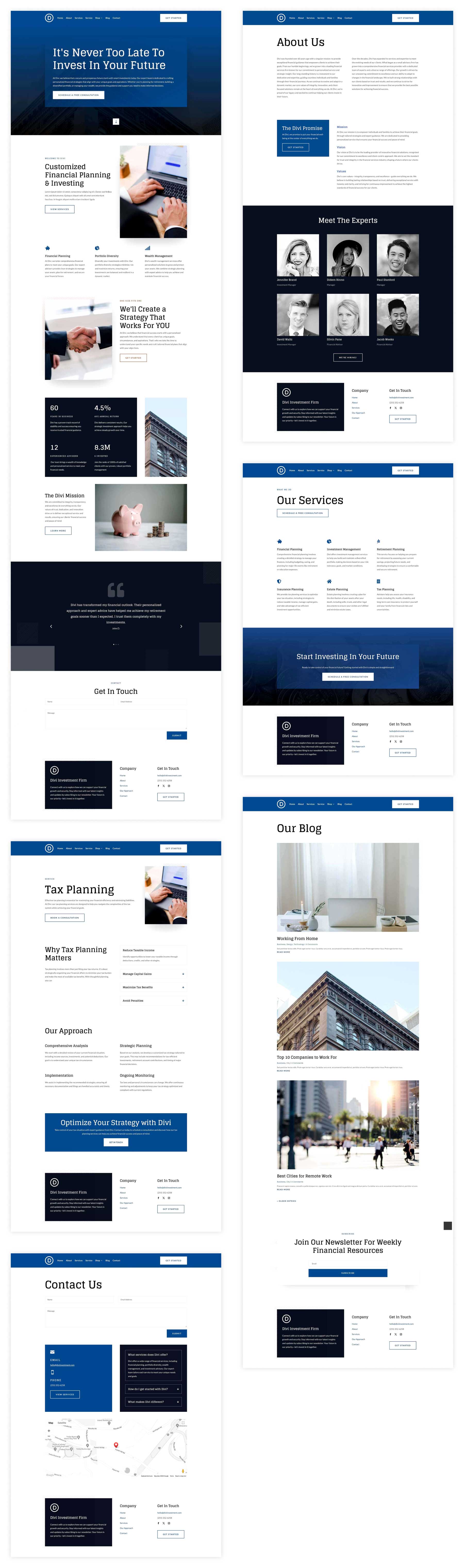 Site de démarrage financier pour Divi
