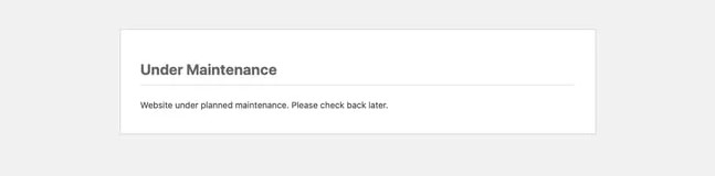 Site Web sous message de maintenance