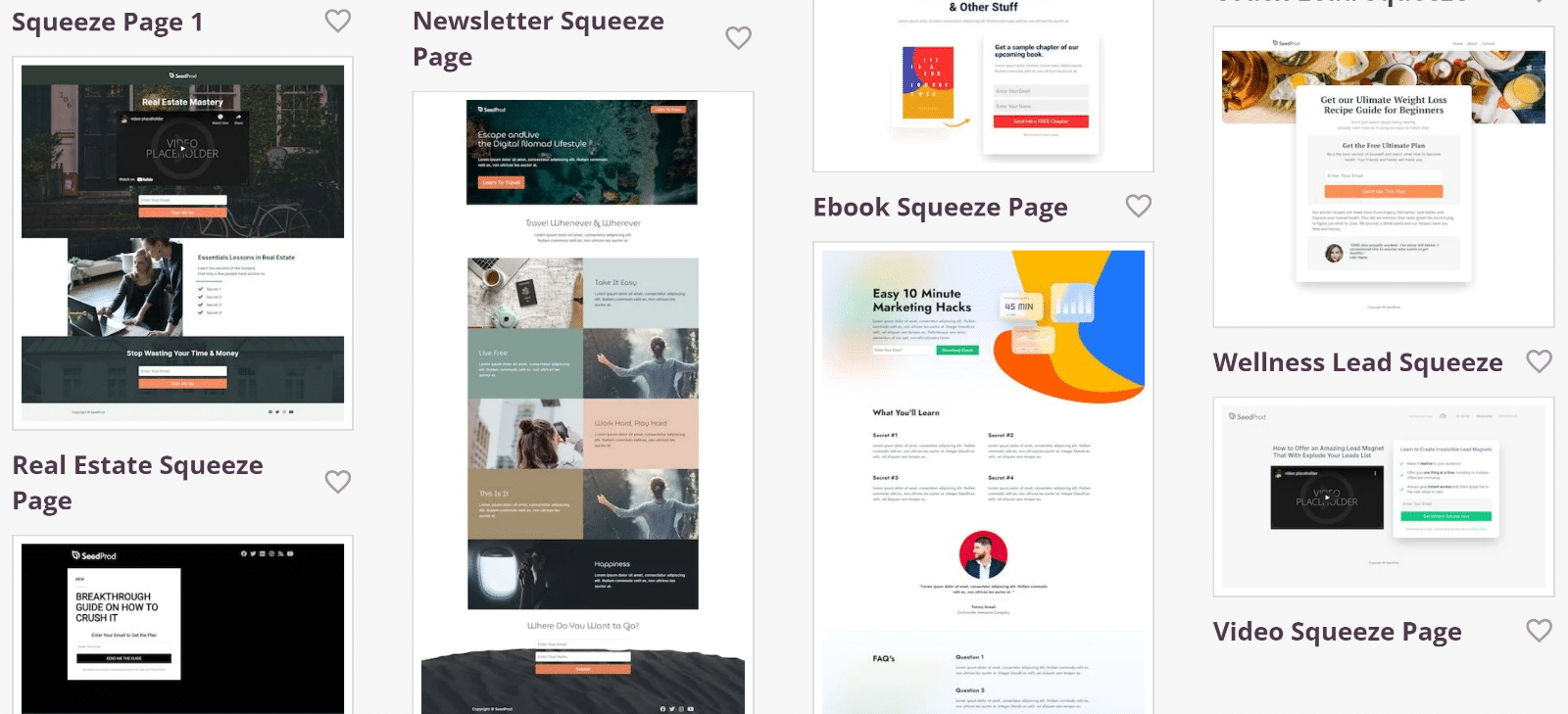 Șabloane SeedProd - WPForms SeedProd templates