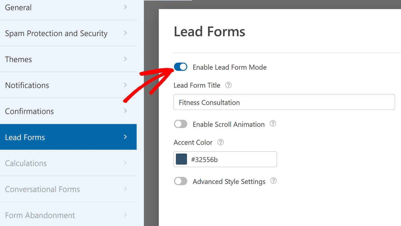 Setări formular pentru clienți potențiali - WPForms Lead Form settings
