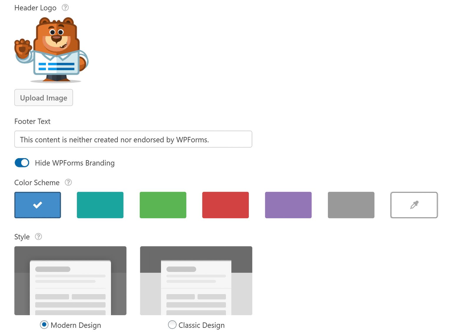 Setări pagină formular - 2 - WPForms Form page settings - 2