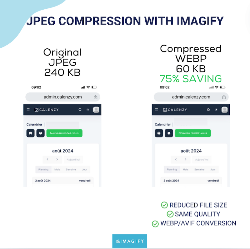 Calidad sin cambios después de la compresión con Imagify - Fuente: Imagify