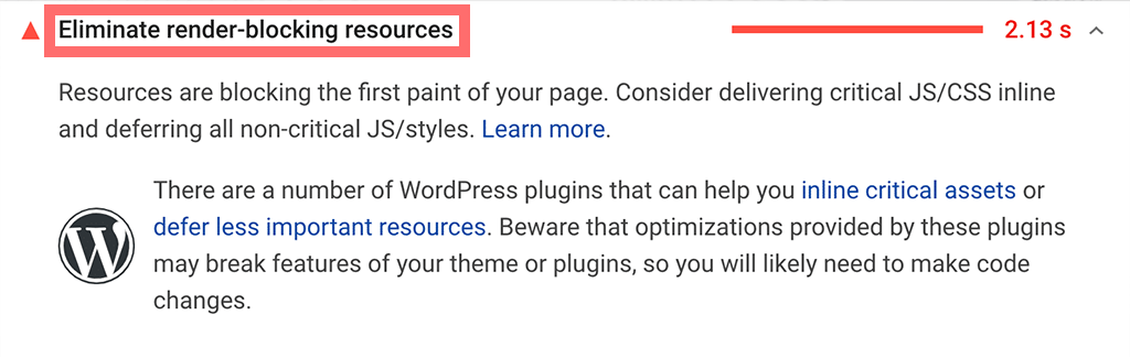 Google PageSpeed Insights: ウェブサイトの速度を改善するには? 8 Eliminate render-blocking resources