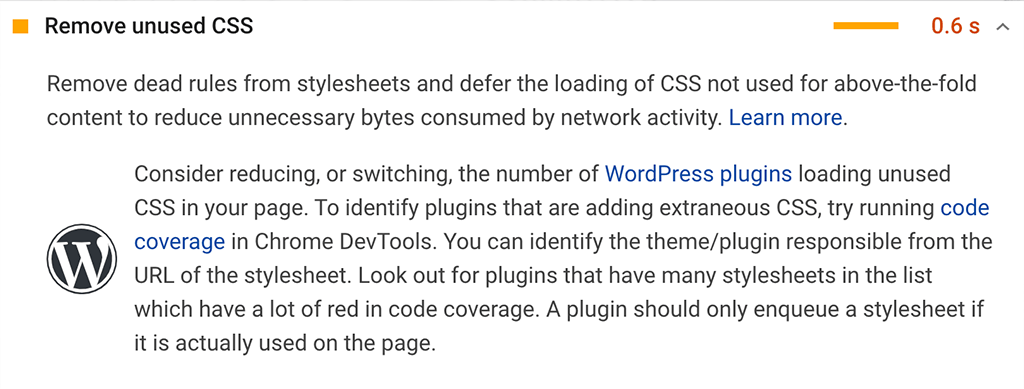 Google PageSpeed Insights: ウェブサイトの速度を改善するには? 19 Remove unused CSS