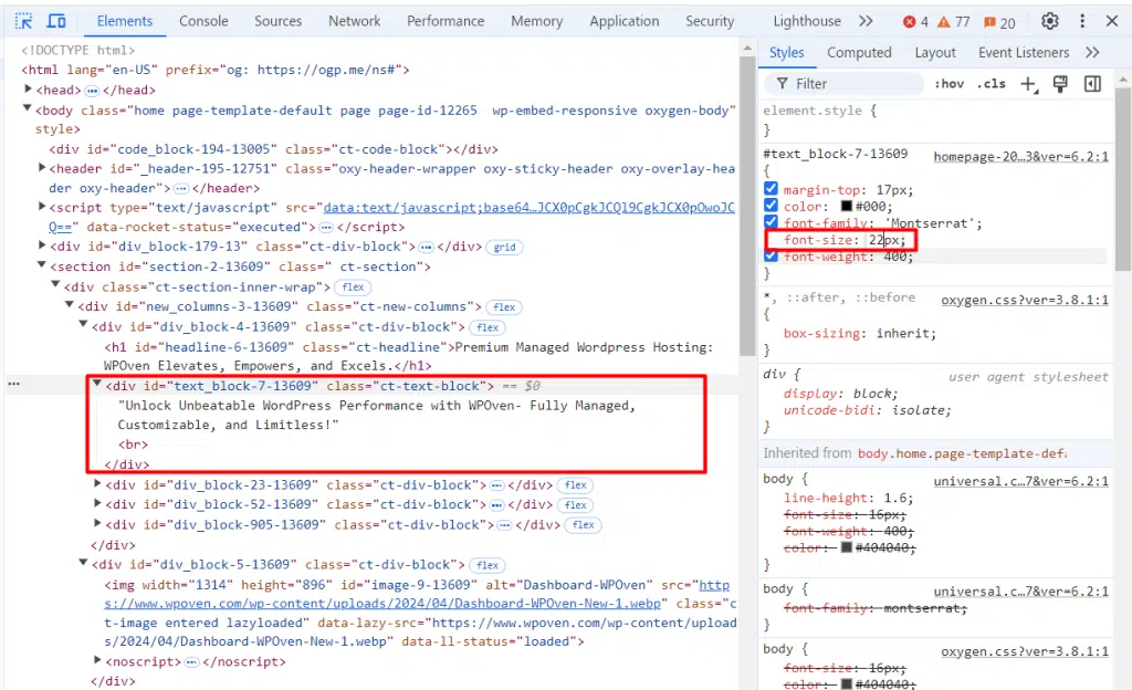 ¿Cómo inspeccionar elementos en Chrome, Safari y Firefox? 14 Changed Text font size on a Webpage using Inspect Website Elements tools