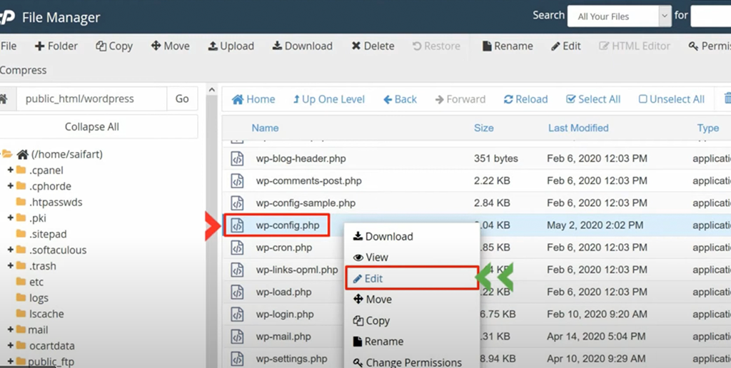 DISALLOW_FILE_EDIT - ¿Cómo deshabilitar la edición de archivos en WordPress? 5 opening and editing the wp-config.php file