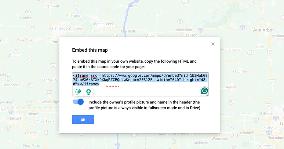 Cómo insertar Google Maps en WordPress - 3 métodos rápidos 13 Embed the generated map by Copying HTML and pasting in the source code of the page