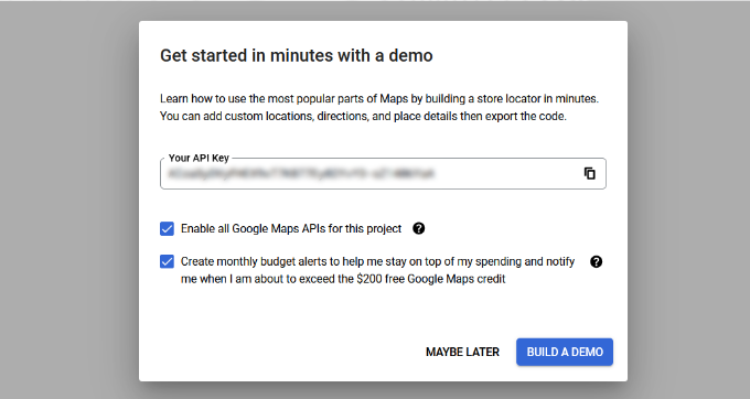 Cómo incrustar Google Maps en WordPress: 3 métodos rápidos 23 Copy the API key