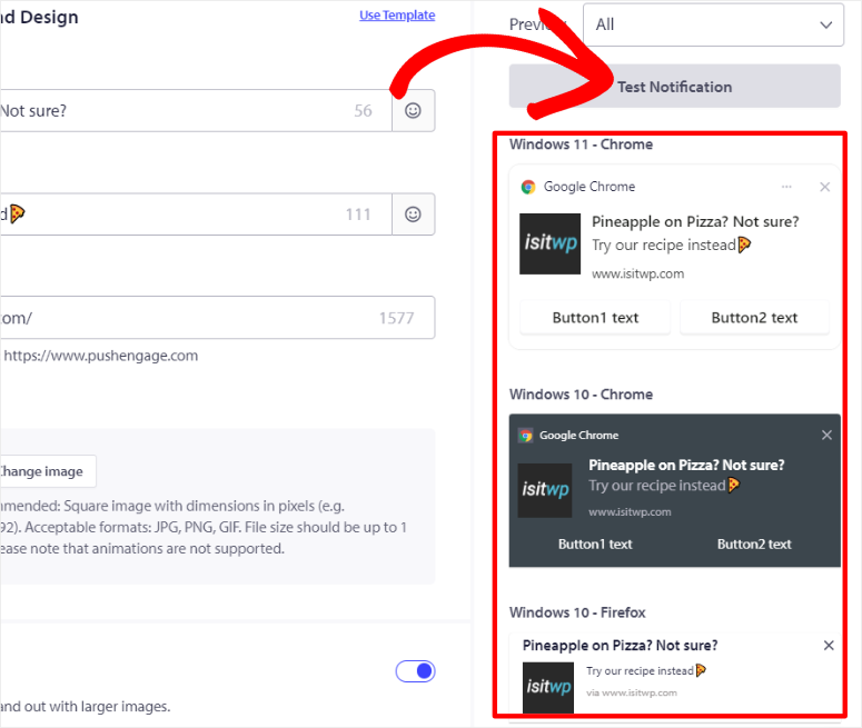 pushengage-test-notification - IsItWP - Detektor Tema WordPress Gratis pushengage test notification