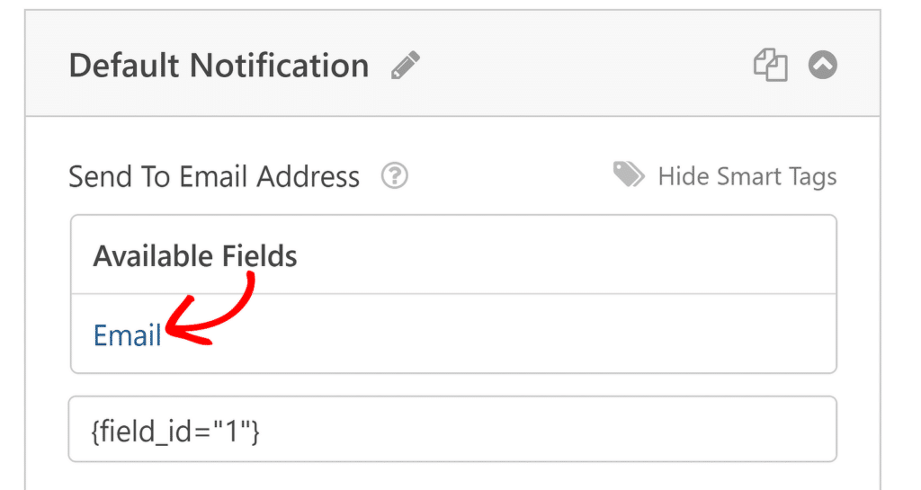 Tag inteligente de e-mail - WPForms Email smart tag