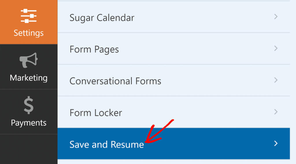 Salvar e retomar complemento - WPForms Save and Resume addon
