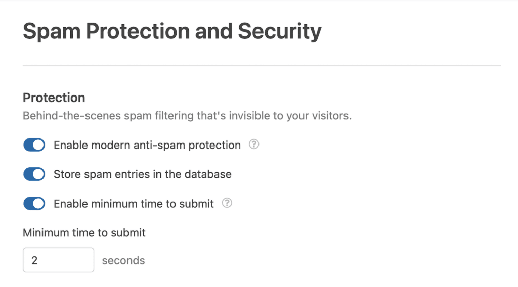 إعدادات الحماية من البريد العشوائي - WPForms Spam Protection Settings