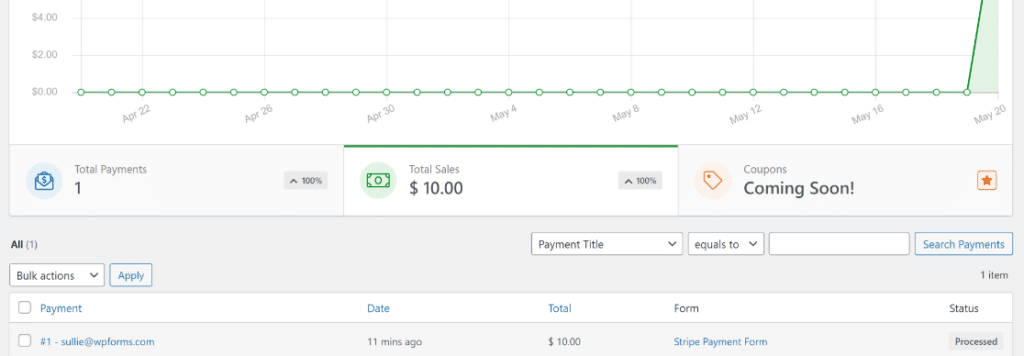 شاشة المدفوعات WPForms - WPForms Payments screen WPForms