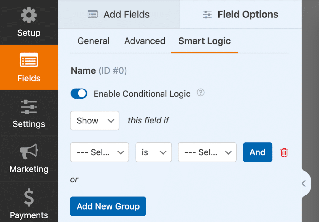 المنطق الشرطي - WPForms Conditional Logic