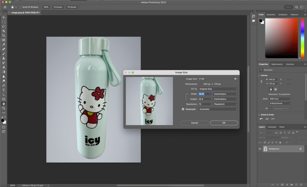 Ini adalah screenshot pembesaran gambar di Photoshop