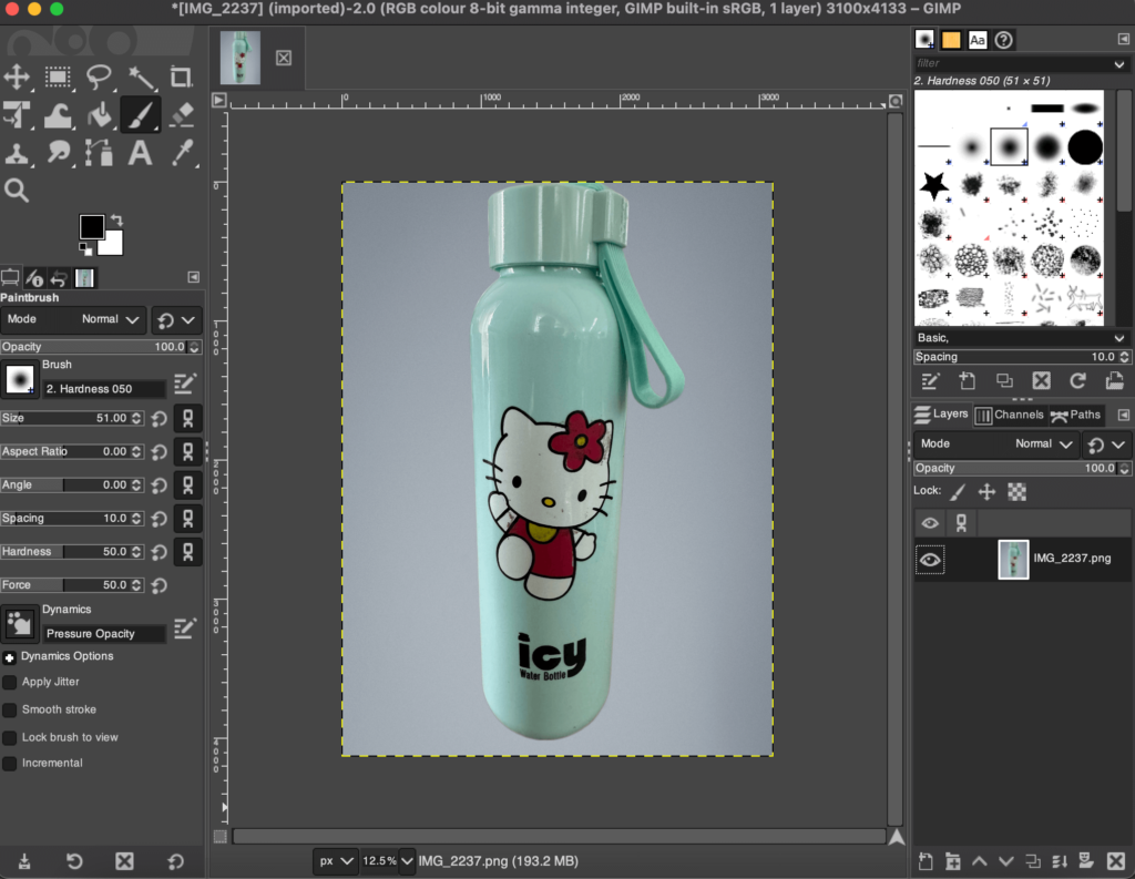 Ini adalah tangkapan layar gambar yang sedang diskalakan di Gimp