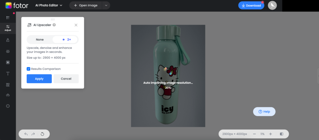 Ini adalah tangkapan layar AI Upscaler