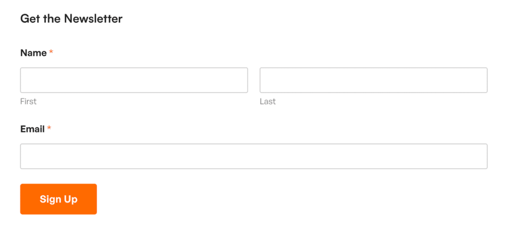 Iscrizione alla newsletter a colonna singola - WPForms A single column newsletter signup form